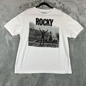 Rocky Graphic T-Shirt Size XL White Philadelphia Stairs Rocky Balboa 100% Cotton